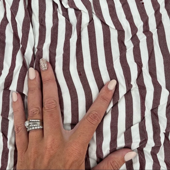 MADEWELL Women’s Stanza Striped Ruffle Hem Top Blouse Red/white stripe sz Medium - Picture 3 of 15